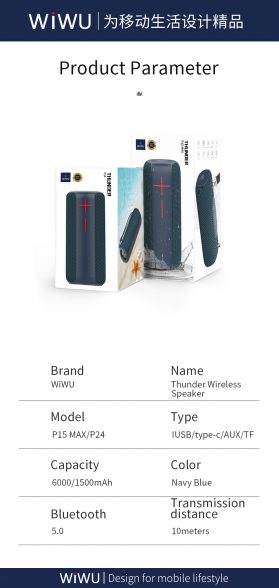 خرید اسپیکر بلوتوث ویوو مدل WiWU Thunder Bigger Wireless Stereo P24