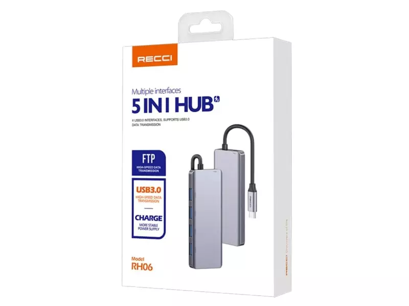 خرید هاب رسی مدل Recci 5-in-1 Hub RH06