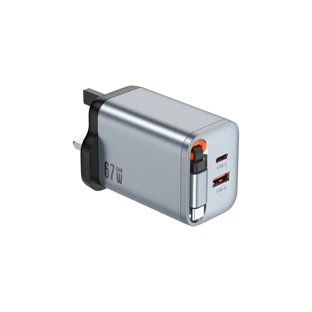 آداپتور پریمیوم گرین لیون مدل Green Lion GNGAN67WUK GaN Premium UK Plug Wall Charger 67W