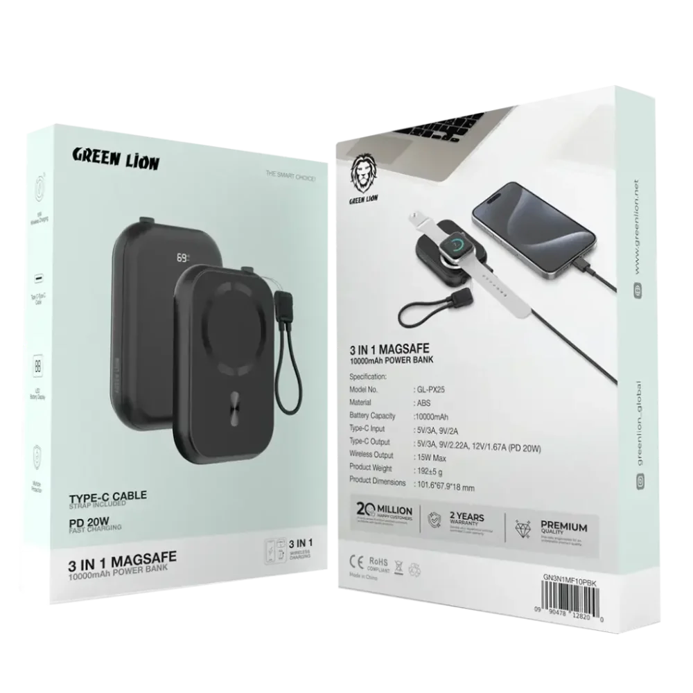 پاور بانک مگ سیف گرین لاین Green Lion GN3N1MF10P 10000MAH - Image 3