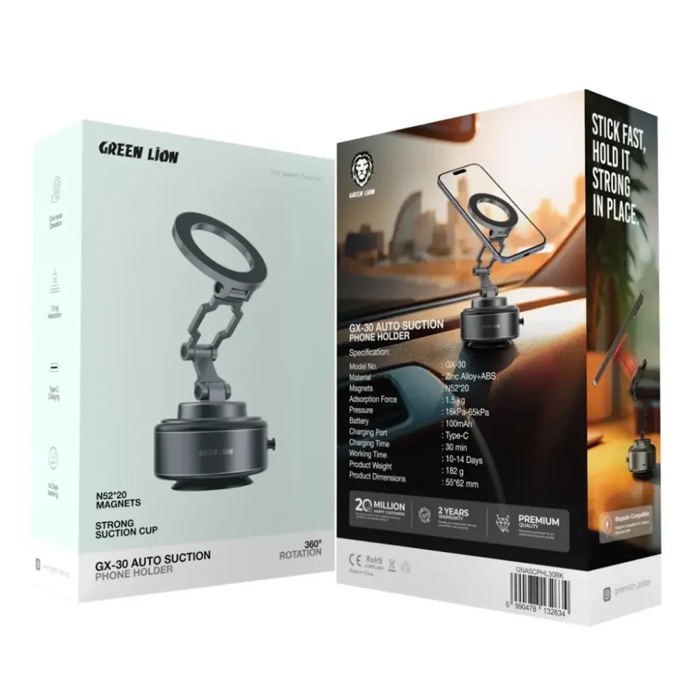 هولدر وکیومی گرین لیون Green Lion GNASCPHL30 GX-30 Auto Suction Phone Holder - Image 4