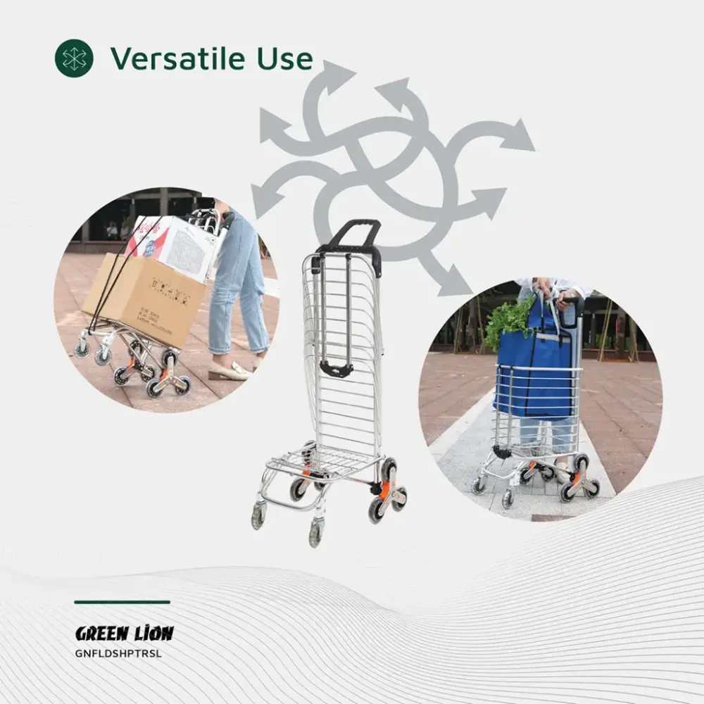 چرخ دستی تاشو گرین لاین مدل Green Lion GNFLDSHPTR Foldable Shopping Trolley - Image 7