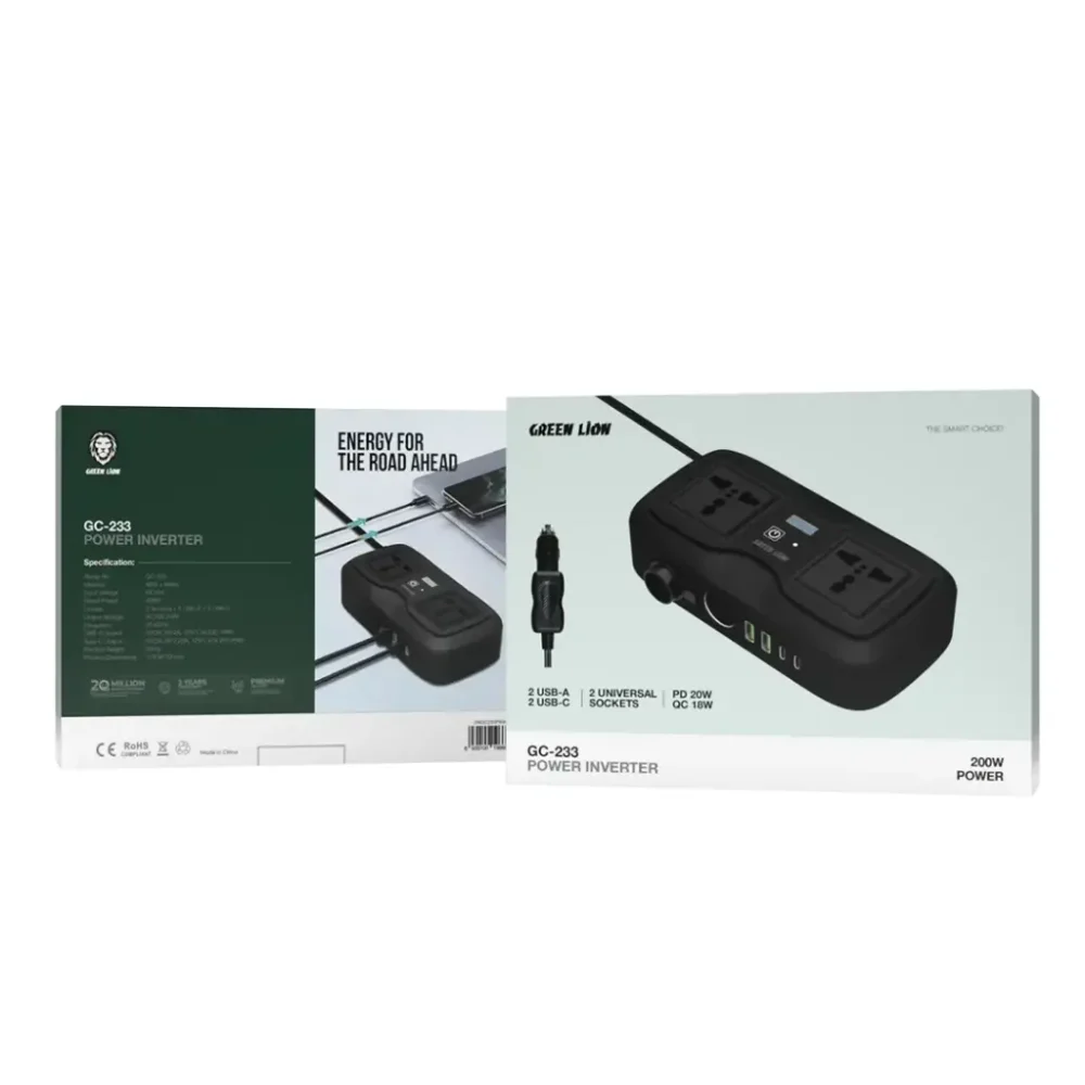 اینورتر فندکی خودرو گرین لاین Green Lion GNGC233PI GC-233 Power Inverter - Image 3