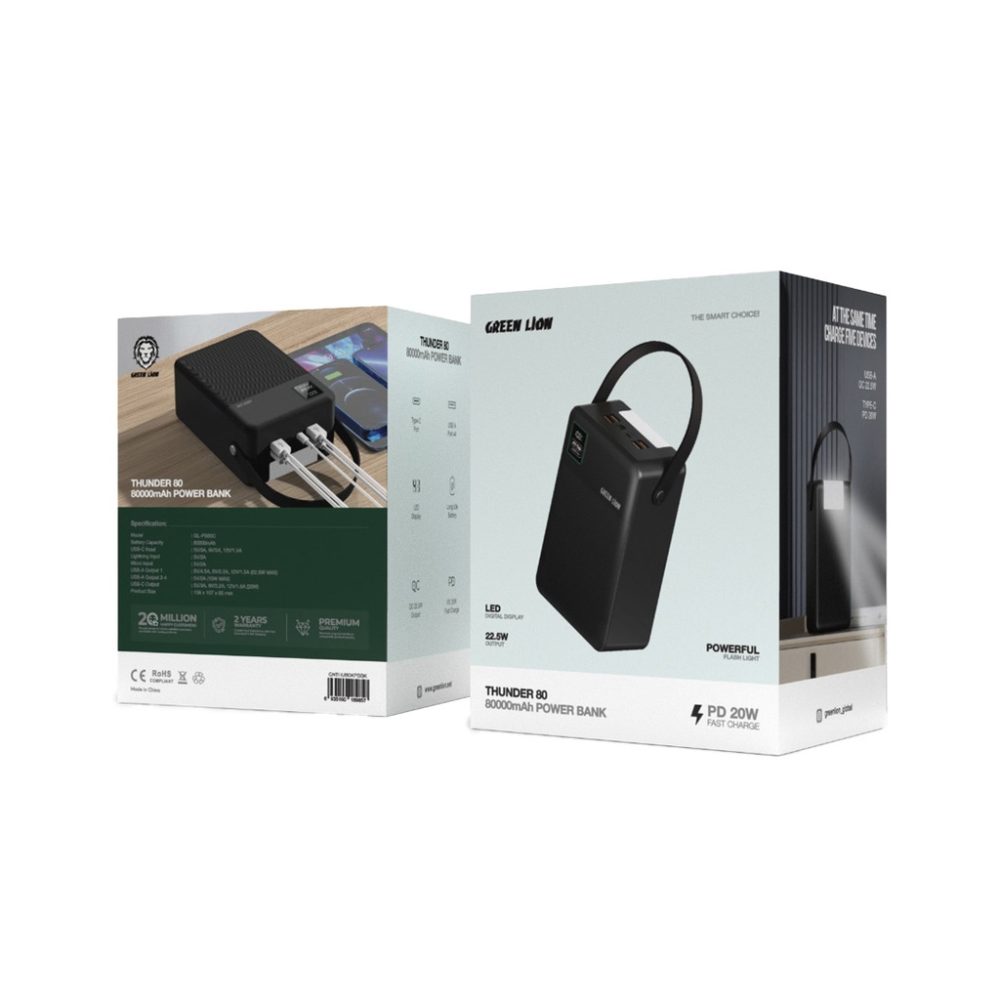 پاور بانک گرین لیون مدل Green Lion GNTHU80KPB Thunder 80 (80000mAh) Power Bank - Image 4