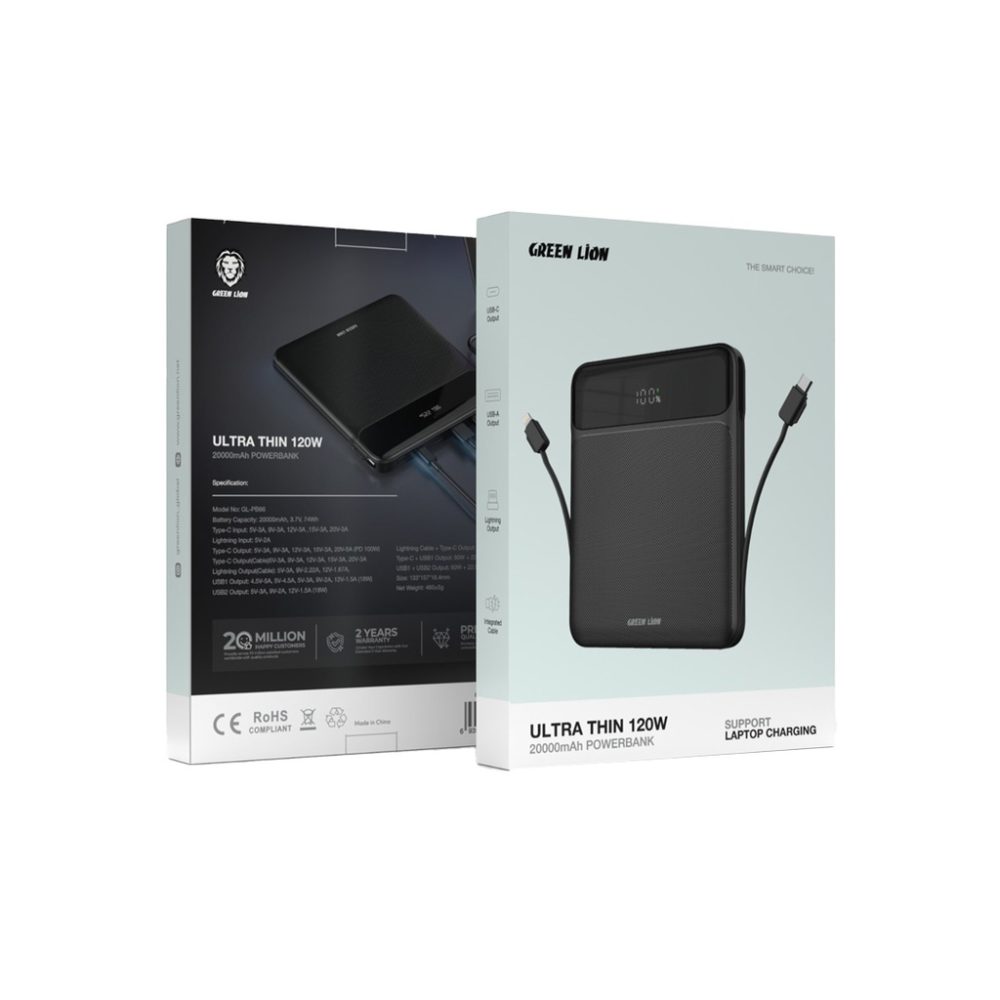 پاوربانک 120 واتی 20000 میلی آمپر گرین لیون Green Lion GNULTHIN20 Ultra Thin 120W 20000mAh Power Bank - Image 4
