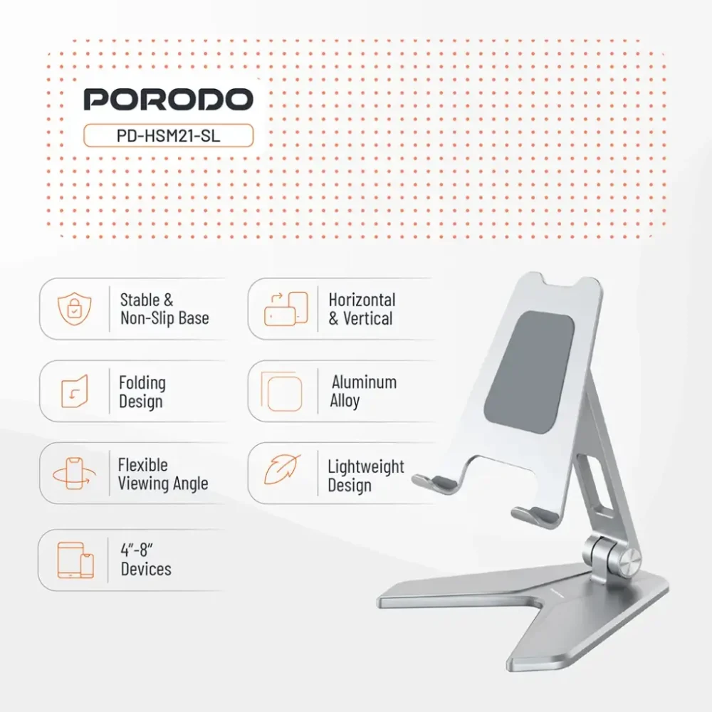 استند موبایل پرودو Porodo PD-HSM21 Aluminum Alloy Mobile Stand - Image 2