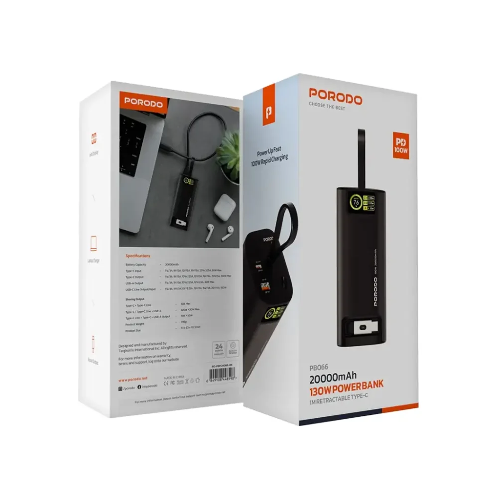 پاور بانک پرودو مدل Porodo PD-PBFCH066 20000mAh 130W Power Bank - Image 5
