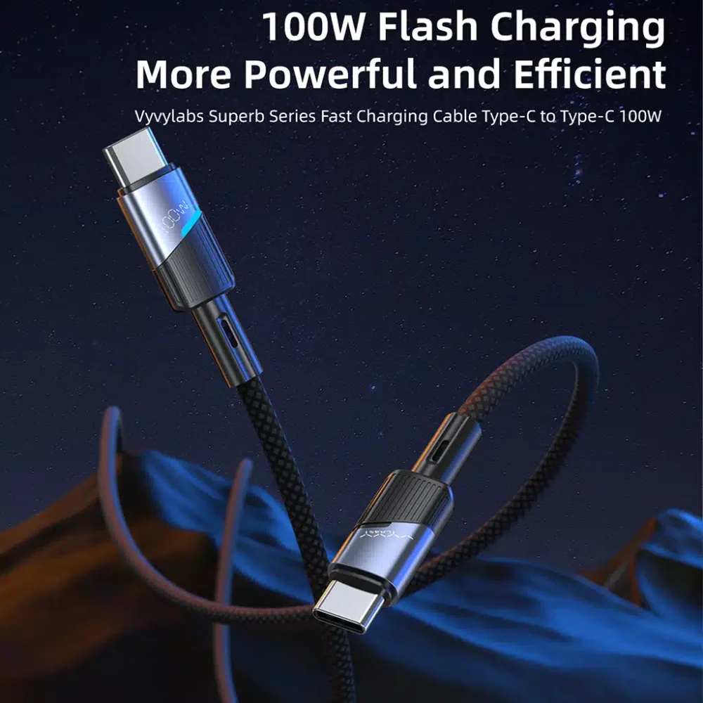 کابل شارژ سریع ۱۰۰ واتی ویوی لبز Vyvylabs VCJLCC101 Cable Superb C TO C 100W 2M - Image 7