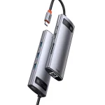 هاب 8 پورت بیسوس Baseus CAHUB-CV0G HUB 8in1 Gleam Metal - Image 11