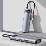هاب 8 پورت بیسوس Baseus CAHUB-CV0G HUB 8in1 Gleam Metal - Image 10